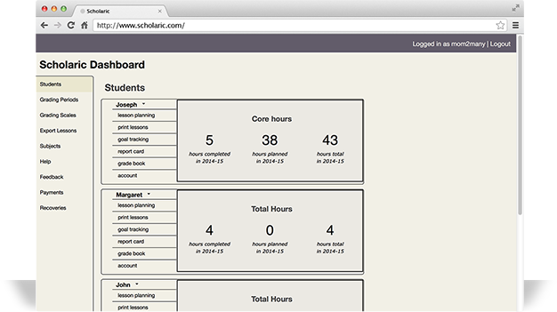 Scholaric Dashboard Screenshot | Scholaric.com